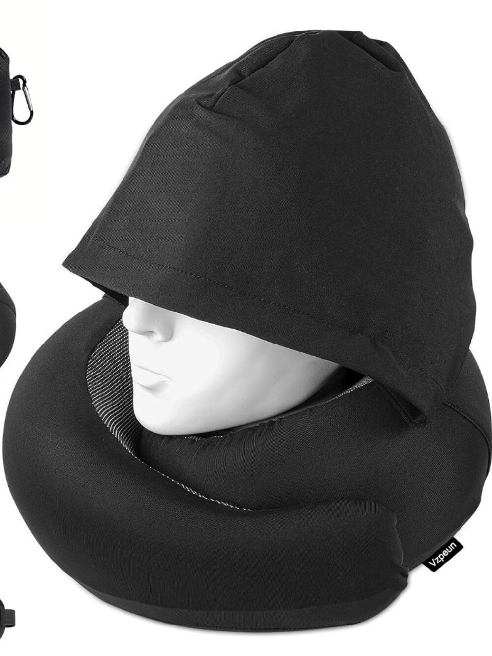 Travel Pillow - Hooded Neck Pillow Airplane Memory Foam Filling